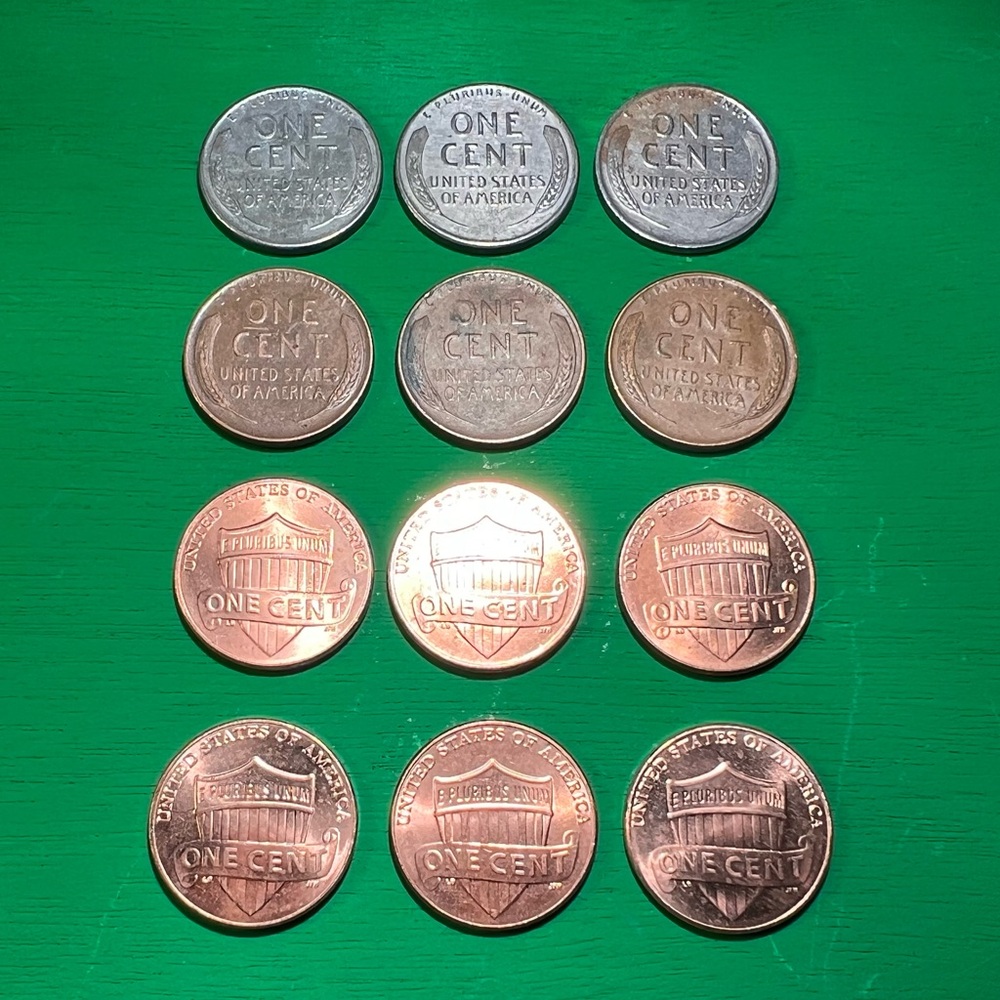 ⚫️ Vintage - All 3 Mints - 1943 Steel Pennies - War Time Wheaties - Collectible - Picture 14 of 16